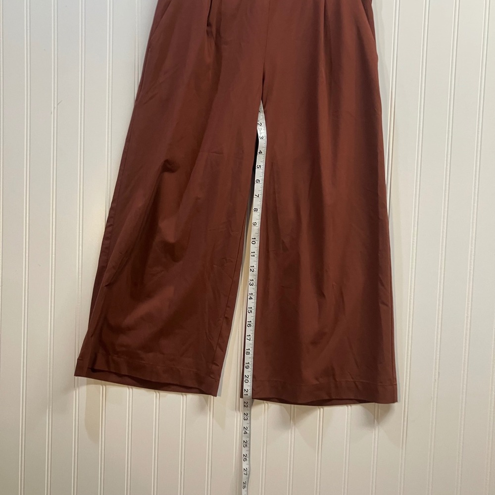 Athleta Brooklyn Wide Leg Crop Pant Rust Brown Petite 2P High Rise Travel Eathy - Picture 10 of 10